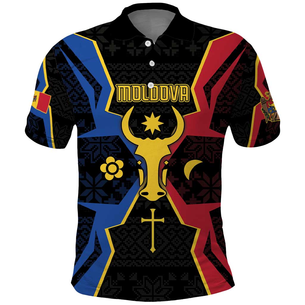 Personalized Moldova Polo Shirt The Aurochs Symbol With Patterns - Wonder Print Shop