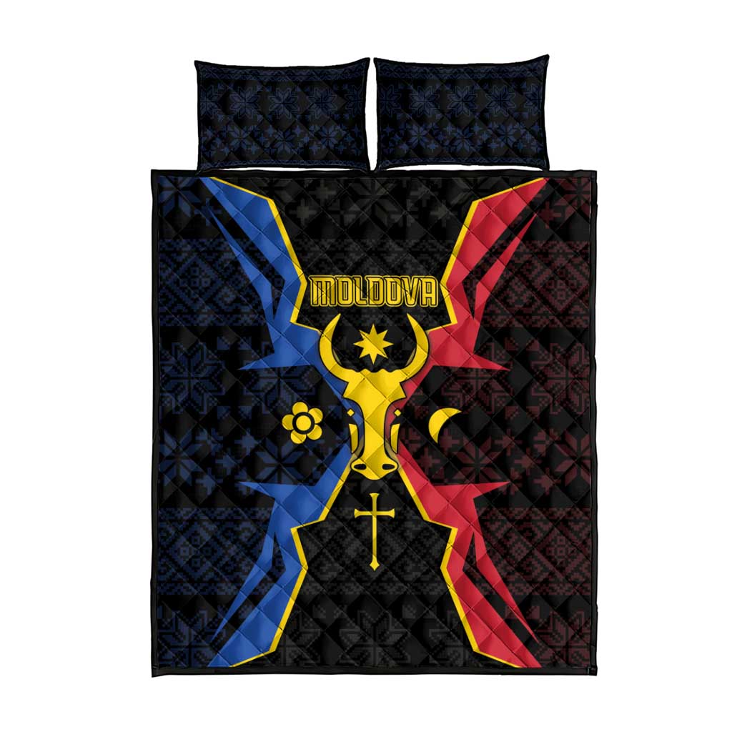 Moldova Quilt Bed Set The Aurochs Symbol With Patterns - Wonder Print Shop