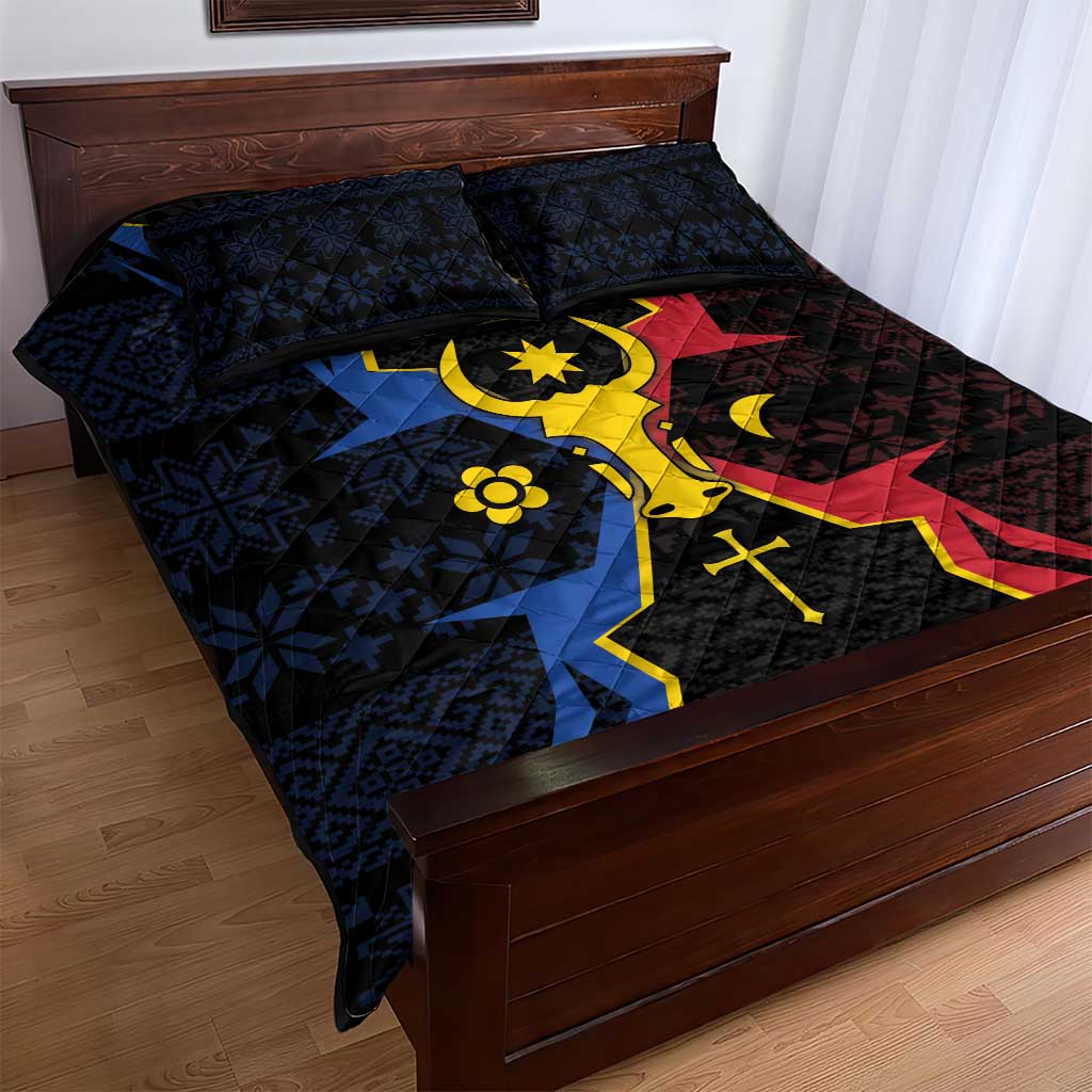 Moldova Quilt Bed Set The Aurochs Symbol With Patterns - Wonder Print Shop