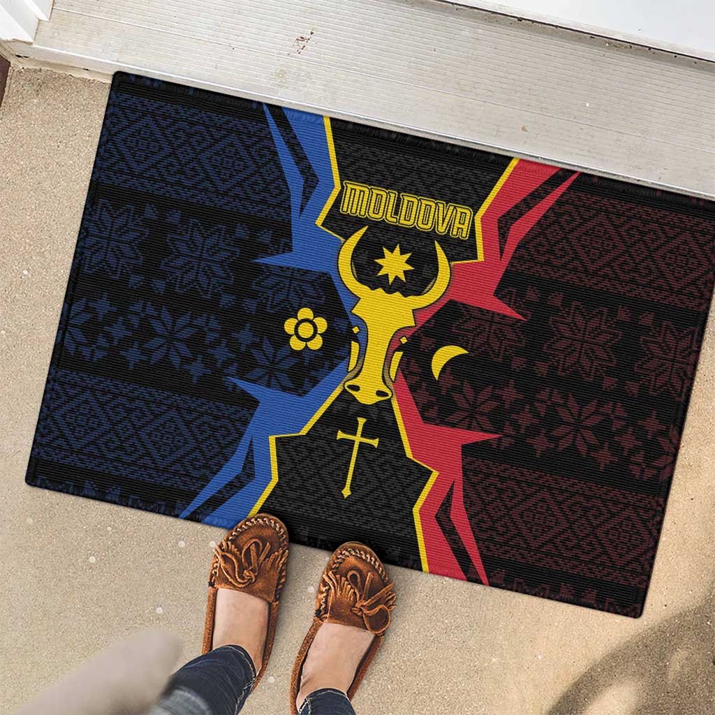 Moldova Rubber Doormat The Aurochs Symbol With Patterns - Wonder Print Shop