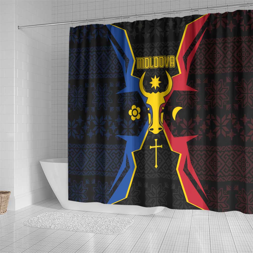 Moldova Shower Curtain The Aurochs Symbol With Patterns - Wonder Print Shop