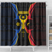 Moldova Shower Curtain The Aurochs Symbol With Patterns - Wonder Print Shop