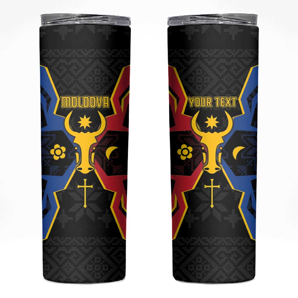 Personalized Moldova Skinny Tumbler The Aurochs Symbol With Patterns - Wonder Print Shop