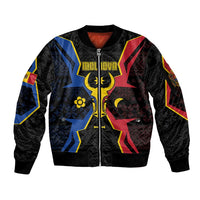 Personalized Moldova Sleeve Zip Bomber Jacket The Aurochs Symbol With Patterns - Wonder Print Shop