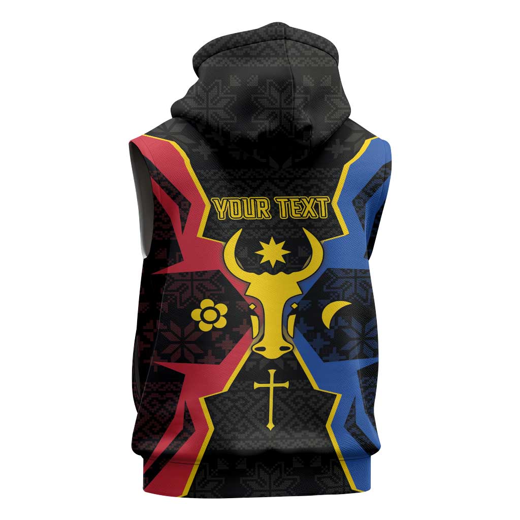 Personalized Moldova Sleeveless Hoodie The Aurochs Symbol With Patterns - Wonder Print Shop