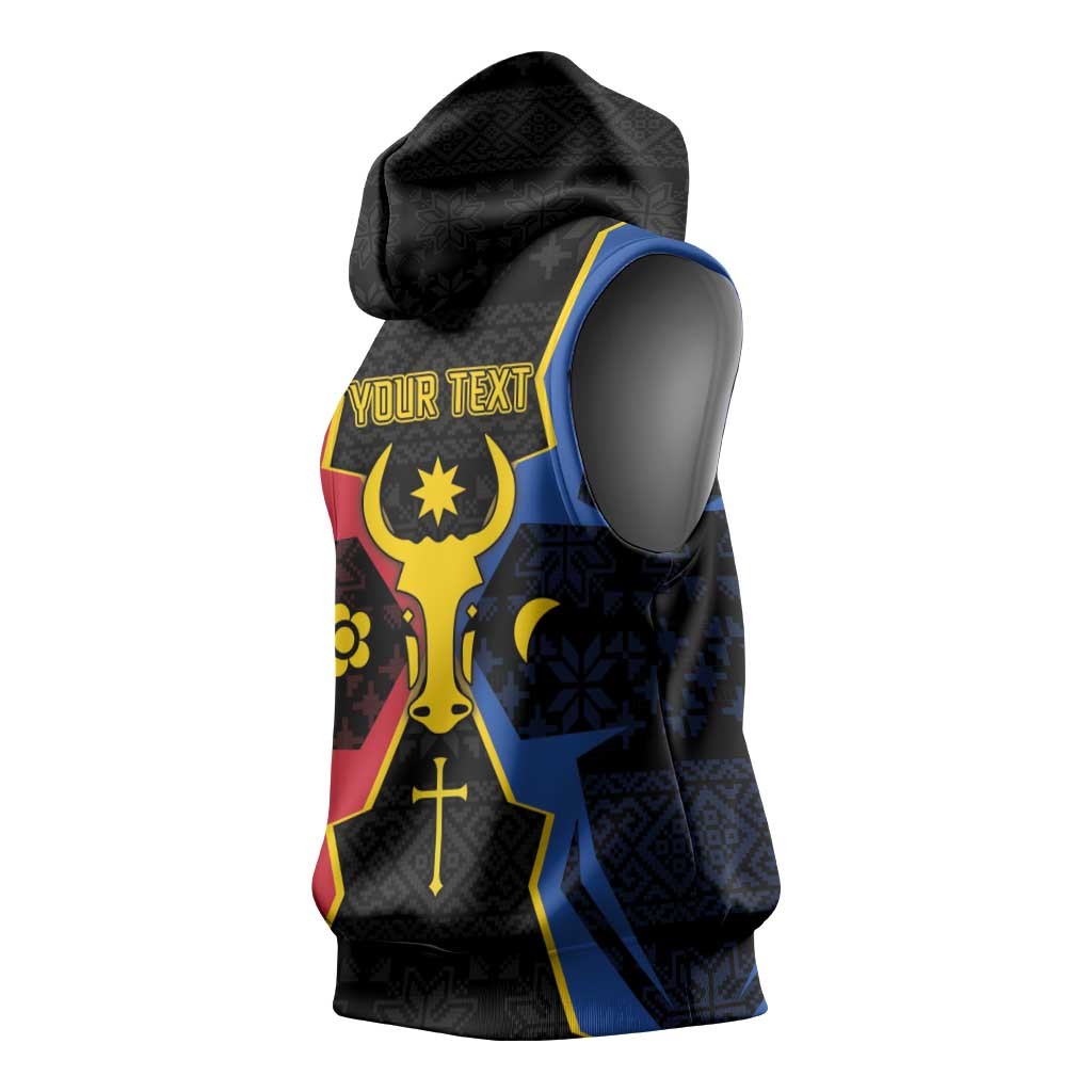 Personalized Moldova Sleeveless Hoodie The Aurochs Symbol With Patterns - Wonder Print Shop
