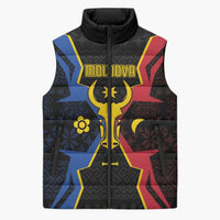 Personalized Moldova Sleeveless Puffer Jacket The Aurochs Symbol With Patterns - Wonder Print Shop
