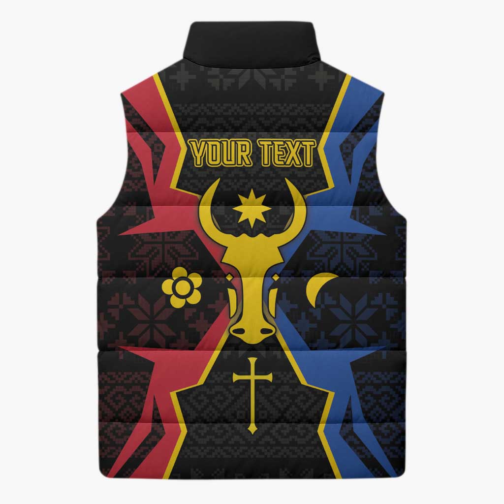 Personalized Moldova Sleeveless Puffer Jacket The Aurochs Symbol With Patterns - Wonder Print Shop