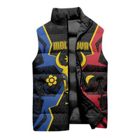 Personalized Moldova Sleeveless Puffer Jacket The Aurochs Symbol With Patterns - Wonder Print Shop