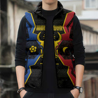 Personalized Moldova Sleeveless Puffer Jacket The Aurochs Symbol With Patterns - Wonder Print Shop