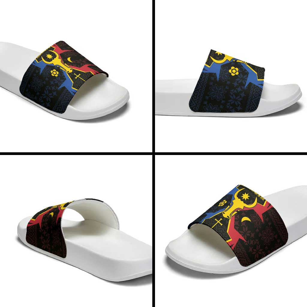Moldova Slide Sandals The Aurochs Symbol With Patterns - Wonder Print Shop