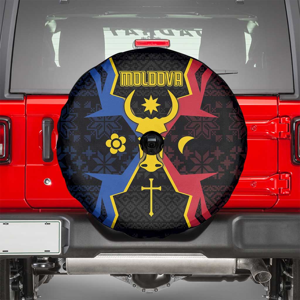 Moldova Spare Tire Cover The Aurochs Symbol With Patterns - Wonder Print Shop