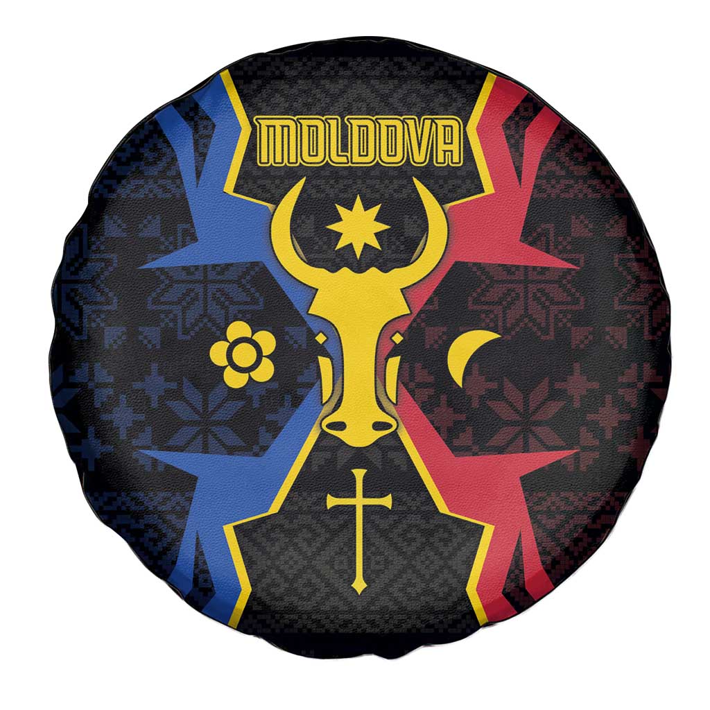 Moldova Spare Tire Cover The Aurochs Symbol With Patterns - Wonder Print Shop
