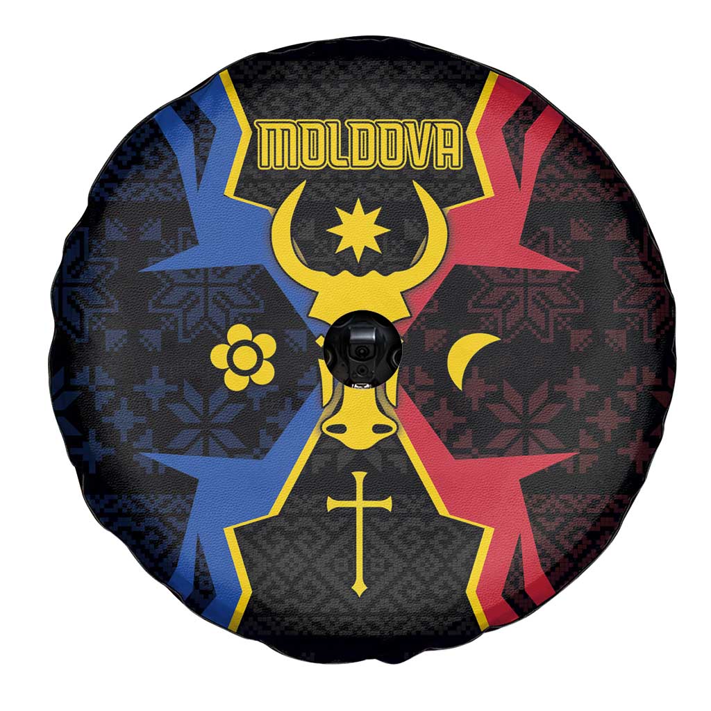 Moldova Spare Tire Cover The Aurochs Symbol With Patterns - Wonder Print Shop