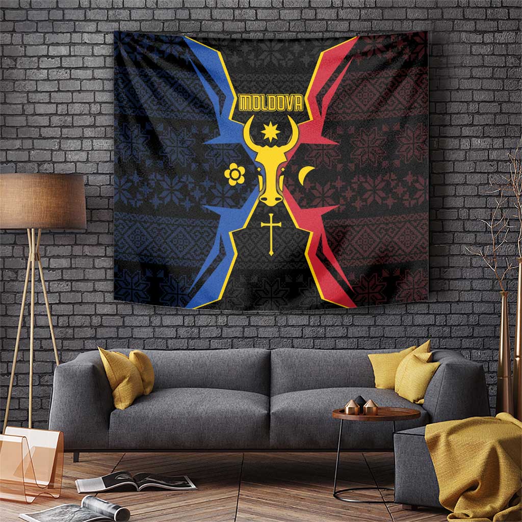 Moldova Tapestry The Aurochs Symbol With Patterns - Wonder Print Shop