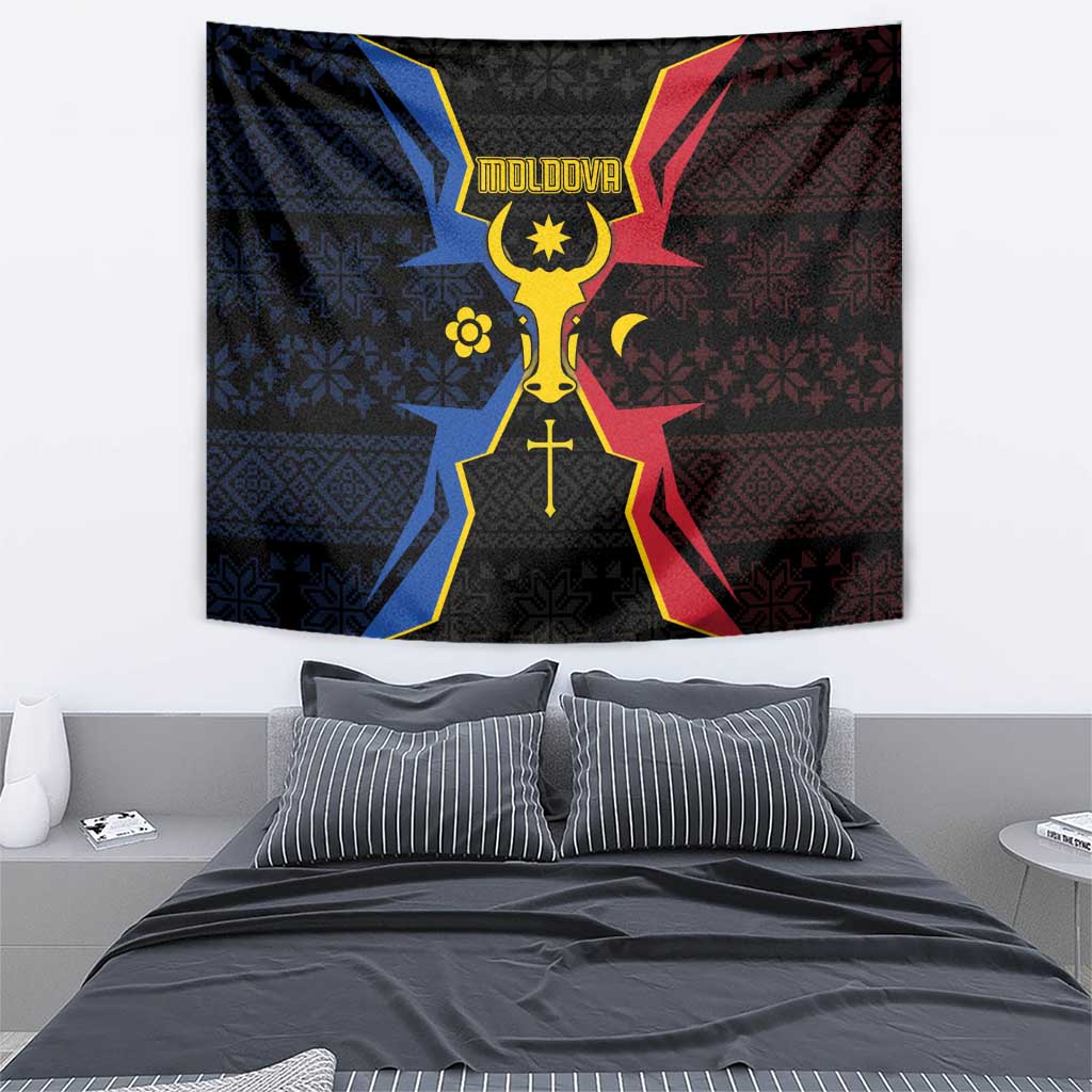 Moldova Tapestry The Aurochs Symbol With Patterns - Wonder Print Shop
