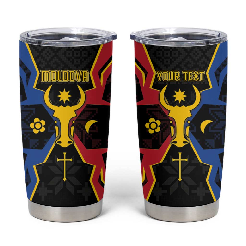 Personalized Moldova Tumbler Cup The Aurochs Symbol With Patterns - Wonder Print Shop
