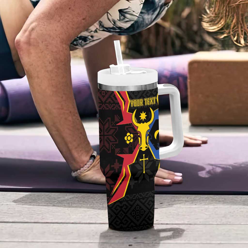 Personalized Moldova Tumbler With Handle The Aurochs Symbol With Patterns - Wonder Print Shop