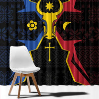 Moldova Window Curtain The Aurochs Symbol With Patterns - Wonder Print Shop