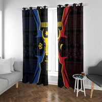 Moldova Window Curtain The Aurochs Symbol With Patterns - Wonder Print Shop