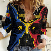 Personalized Moldova Women Casual Shirt The Aurochs Symbol With Patterns - Wonder Print Shop
