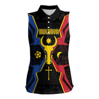Personalized Moldova Women Sleeveless Polo Shirt The Aurochs Symbol With Patterns - Wonder Print Shop