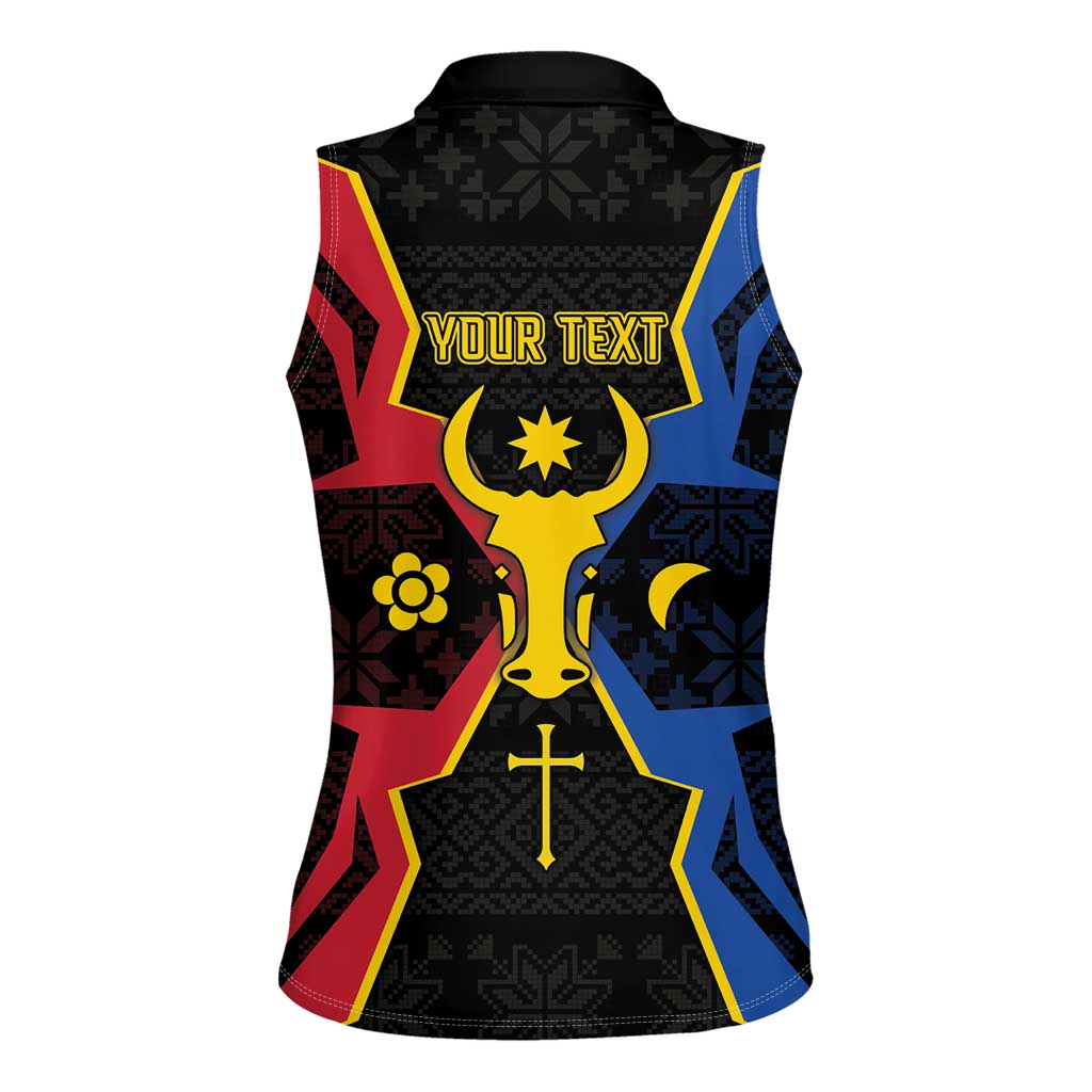 Personalized Moldova Women Sleeveless Polo Shirt The Aurochs Symbol With Patterns - Wonder Print Shop