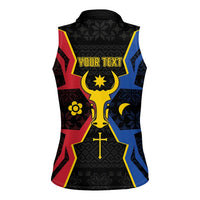Personalized Moldova Women Sleeveless Polo Shirt The Aurochs Symbol With Patterns - Wonder Print Shop