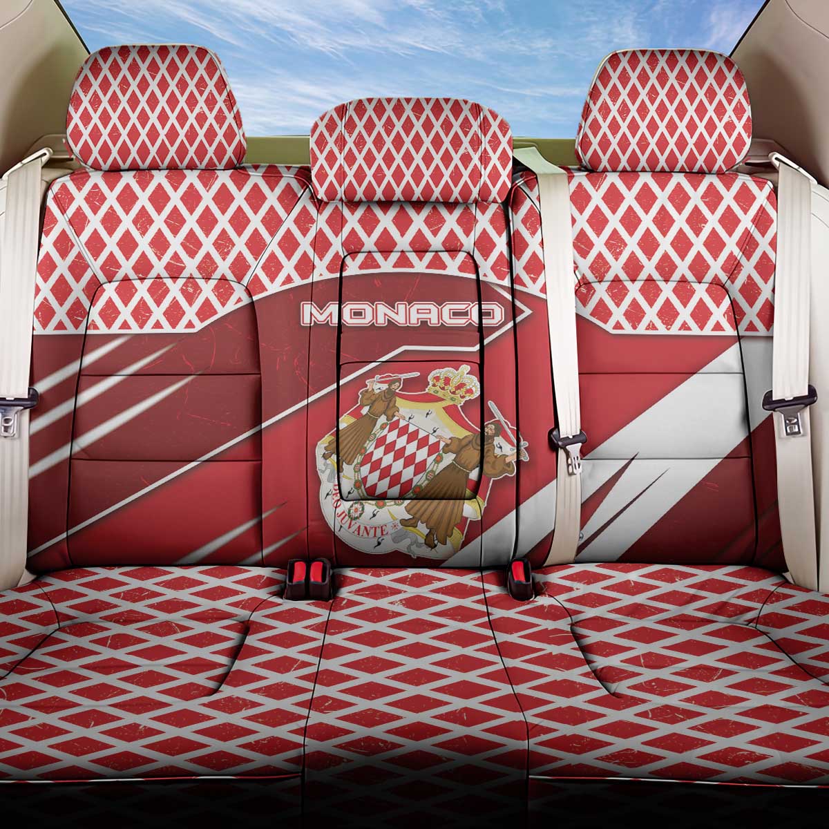 Monaco Back Car Seat Cover Coat Of Arms Unique Style - Wonder Print Shop