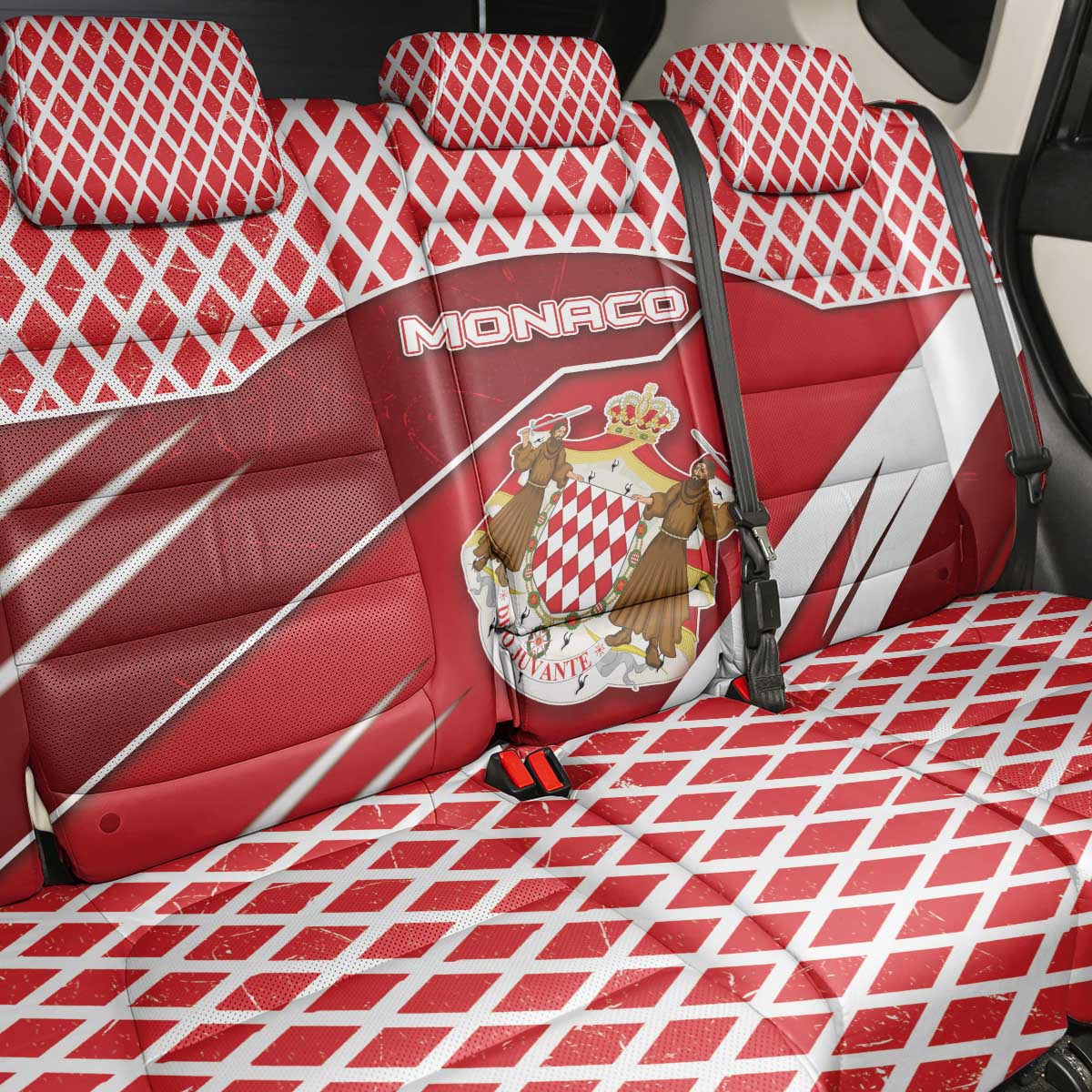 Monaco Back Car Seat Cover Coat Of Arms Unique Style - Wonder Print Shop