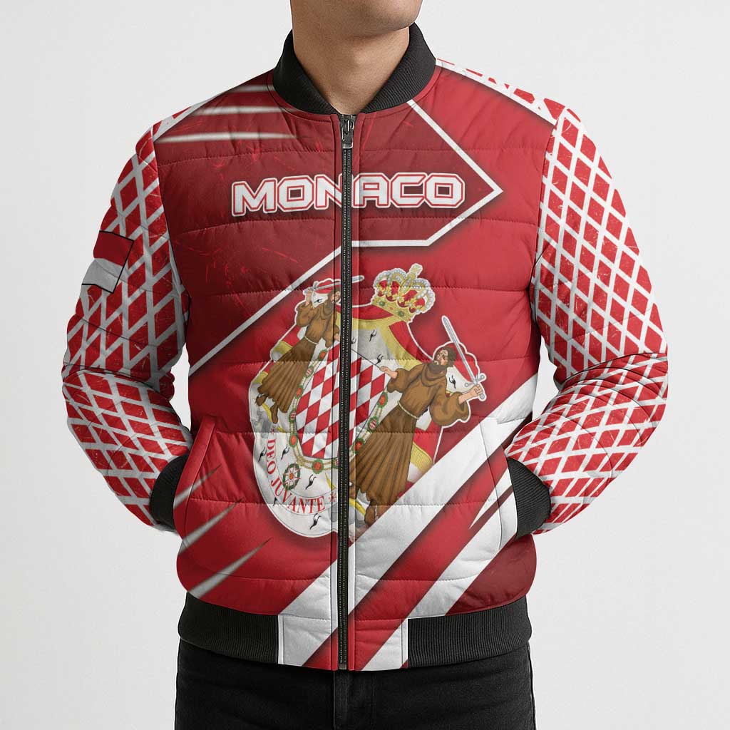 Personalized Monaco Bomber Puffer Jacket Coat Of Arms Unique Style - Wonder Print Shop
