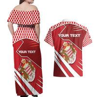 Personalized Monaco Couples Matching Off Shoulder Maxi Dress and Hawaiian Shirt Coat Of Arms Unique Style - Wonder Print Shop