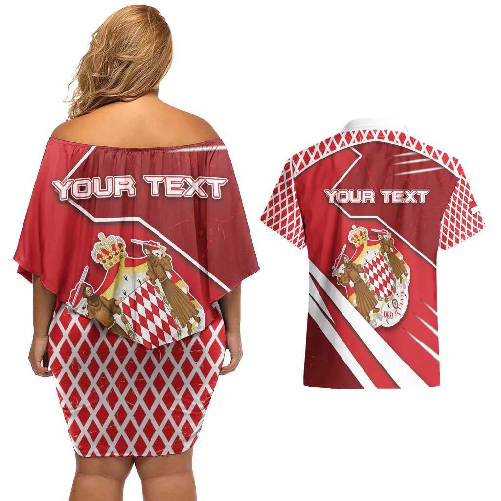 Personalized Monaco Couples Matching Off Shoulder Short Dress and Hawaiian Shirt Coat Of Arms Unique Style - Wonder Print Shop