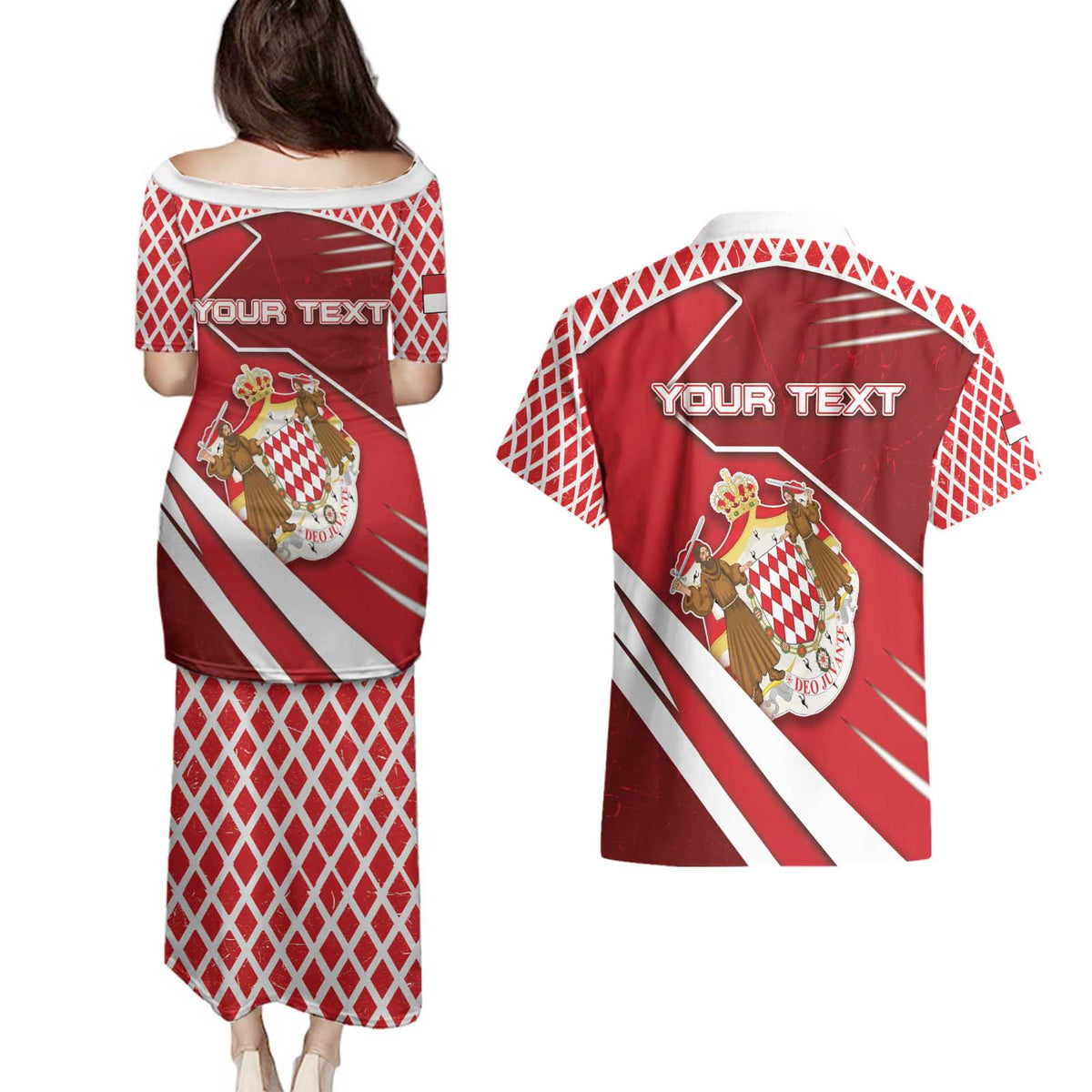 Personalized Monaco Couples Matching Puletasi and Hawaiian Shirt Coat Of Arms Unique Style - Wonder Print Shop
