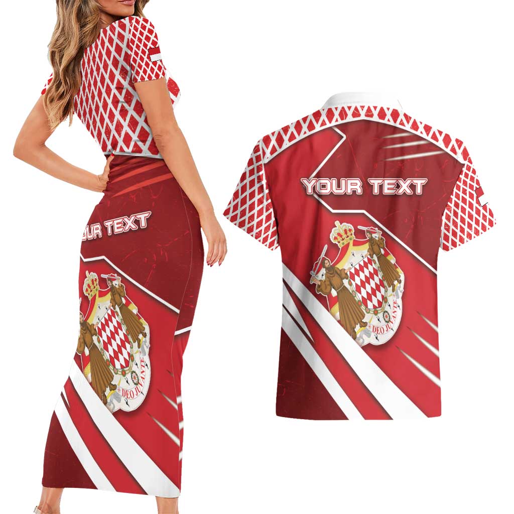Personalized Monaco Couples Matching Short Sleeve Bodycon Dress and Hawaiian Shirt Coat Of Arms Unique Style - Wonder Print Shop