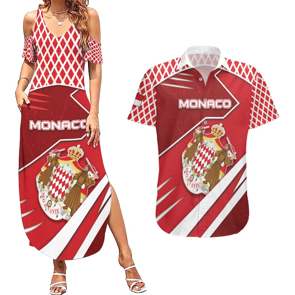 Personalized Monaco Couples Matching Summer Maxi Dress and Hawaiian Shirt Coat Of Arms Unique Style - Wonder Print Shop