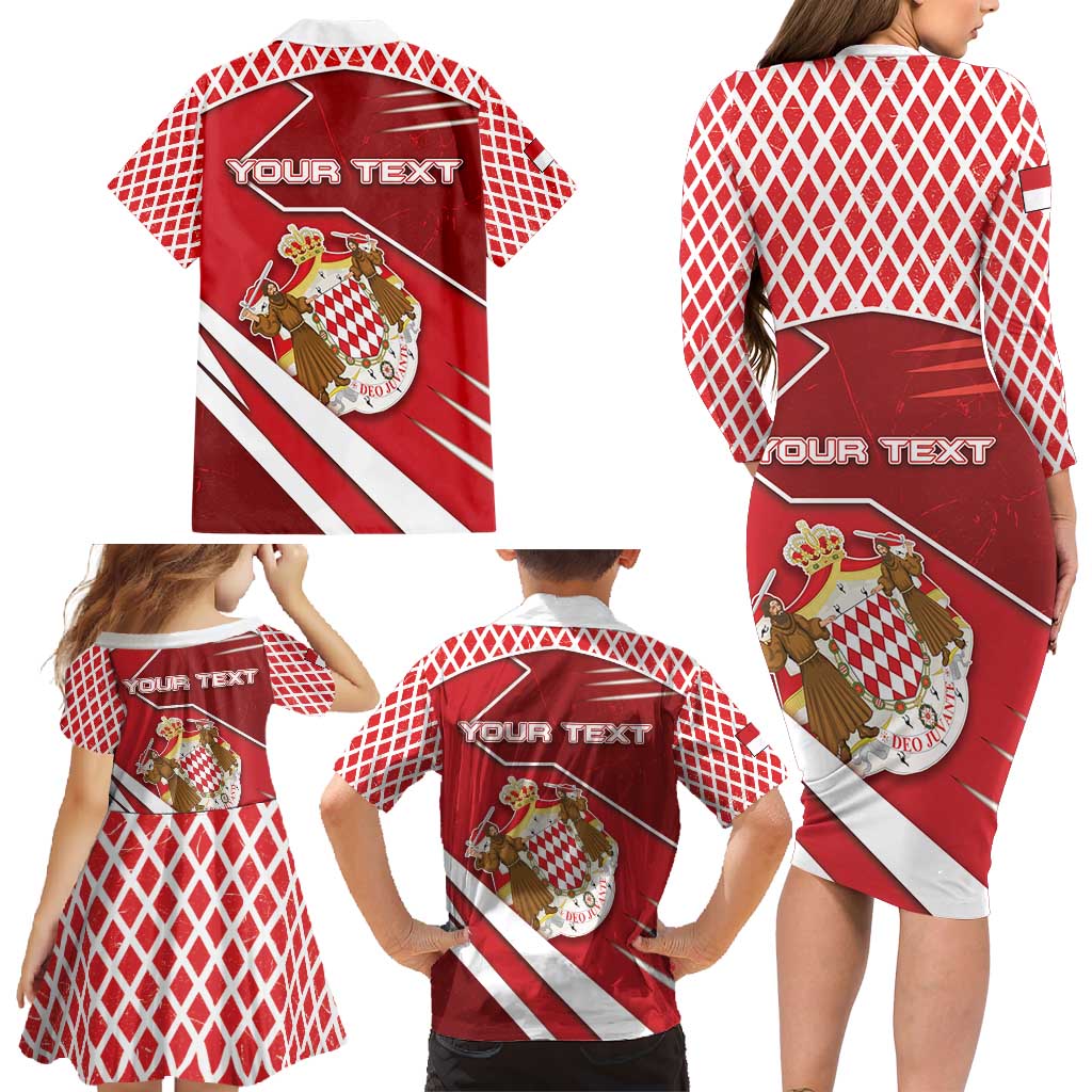 Personalized Monaco Family Matching Long Sleeve Bodycon Dress and Hawaiian Shirt Coat Of Arms Unique Style - Wonder Print Shop