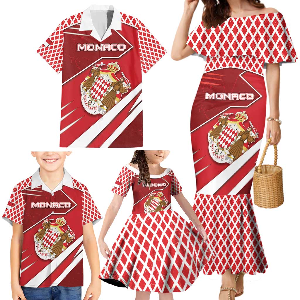 Personalized Monaco Family Matching Mermaid Dress and Hawaiian Shirt Coat Of Arms Unique Style - Wonder Print Shop