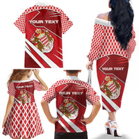 Personalized Monaco Family Matching Off The Shoulder Long Sleeve Dress and Hawaiian Shirt Coat Of Arms Unique Style - Wonder Print Shop