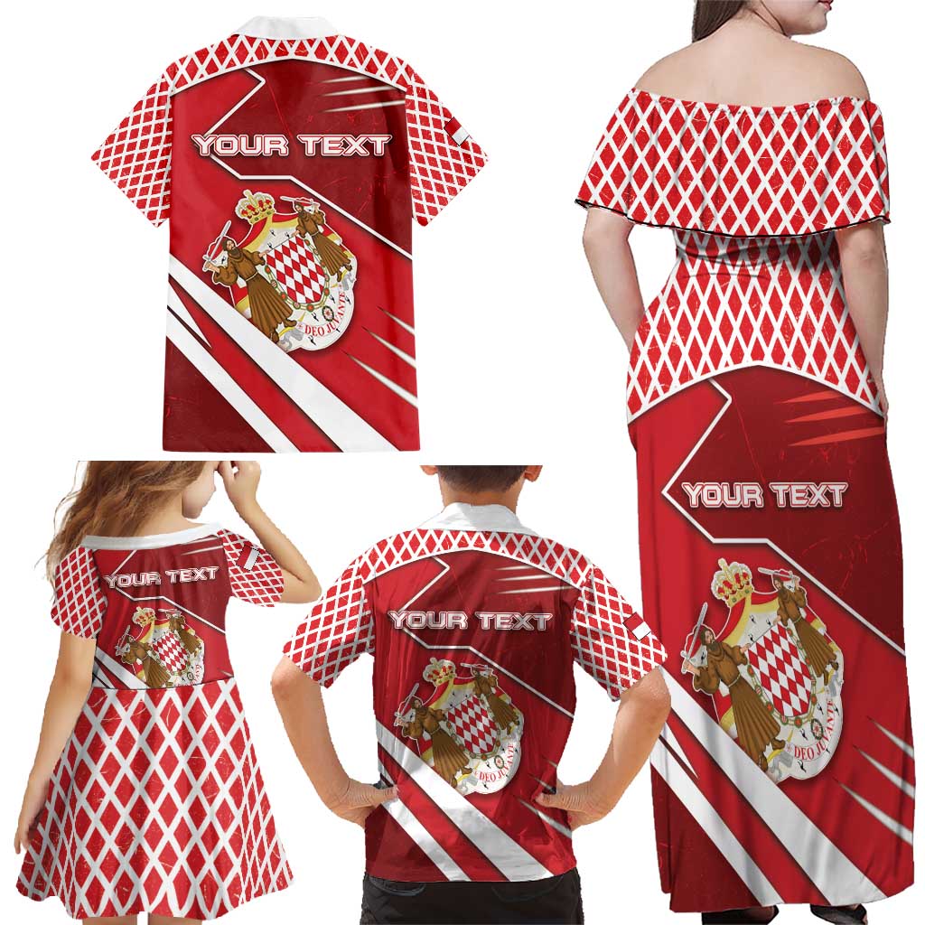 Personalized Monaco Family Matching Off Shoulder Maxi Dress and Hawaiian Shirt Coat Of Arms Unique Style - Wonder Print Shop