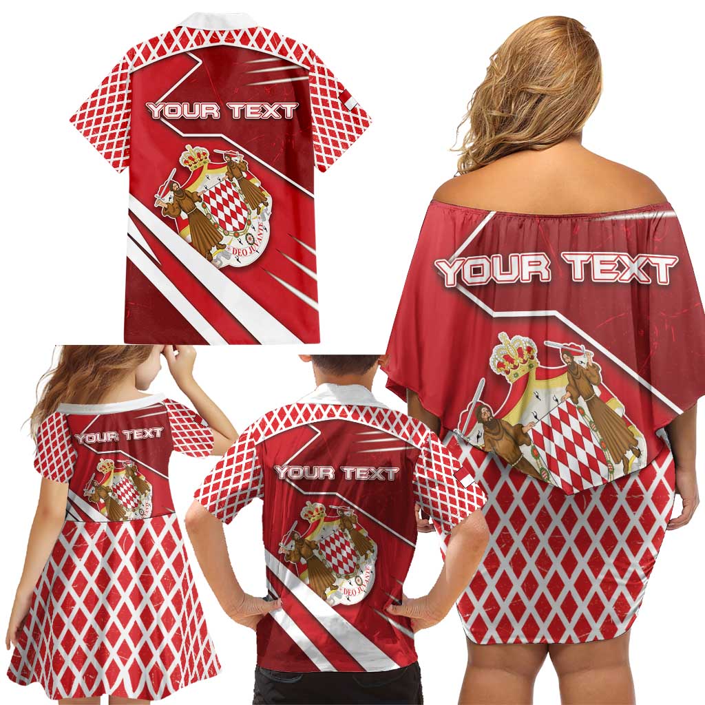 Personalized Monaco Family Matching Off Shoulder Short Dress and Hawaiian Shirt Coat Of Arms Unique Style - Wonder Print Shop