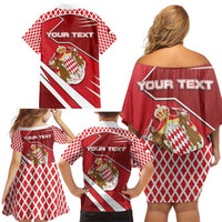 Personalized Monaco Family Matching Off Shoulder Short Dress and Hawaiian Shirt Coat Of Arms Unique Style - Wonder Print Shop