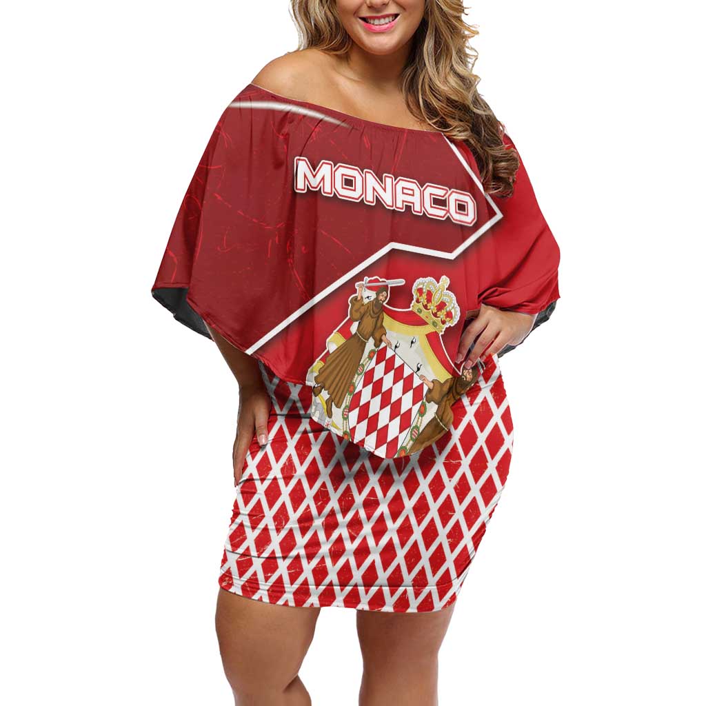 Personalized Monaco Family Matching Off Shoulder Short Dress and Hawaiian Shirt Coat Of Arms Unique Style - Wonder Print Shop