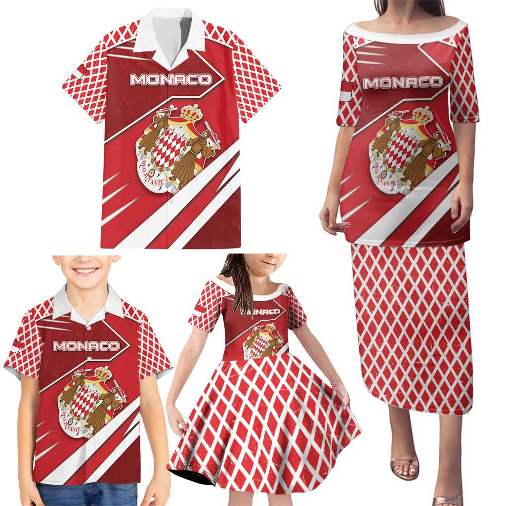 Personalized Monaco Family Matching Puletasi and Hawaiian Shirt Coat Of Arms Unique Style - Wonder Print Shop