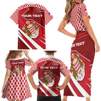 Personalized Monaco Family Matching Short Sleeve Bodycon Dress and Hawaiian Shirt Coat Of Arms Unique Style - Wonder Print Shop