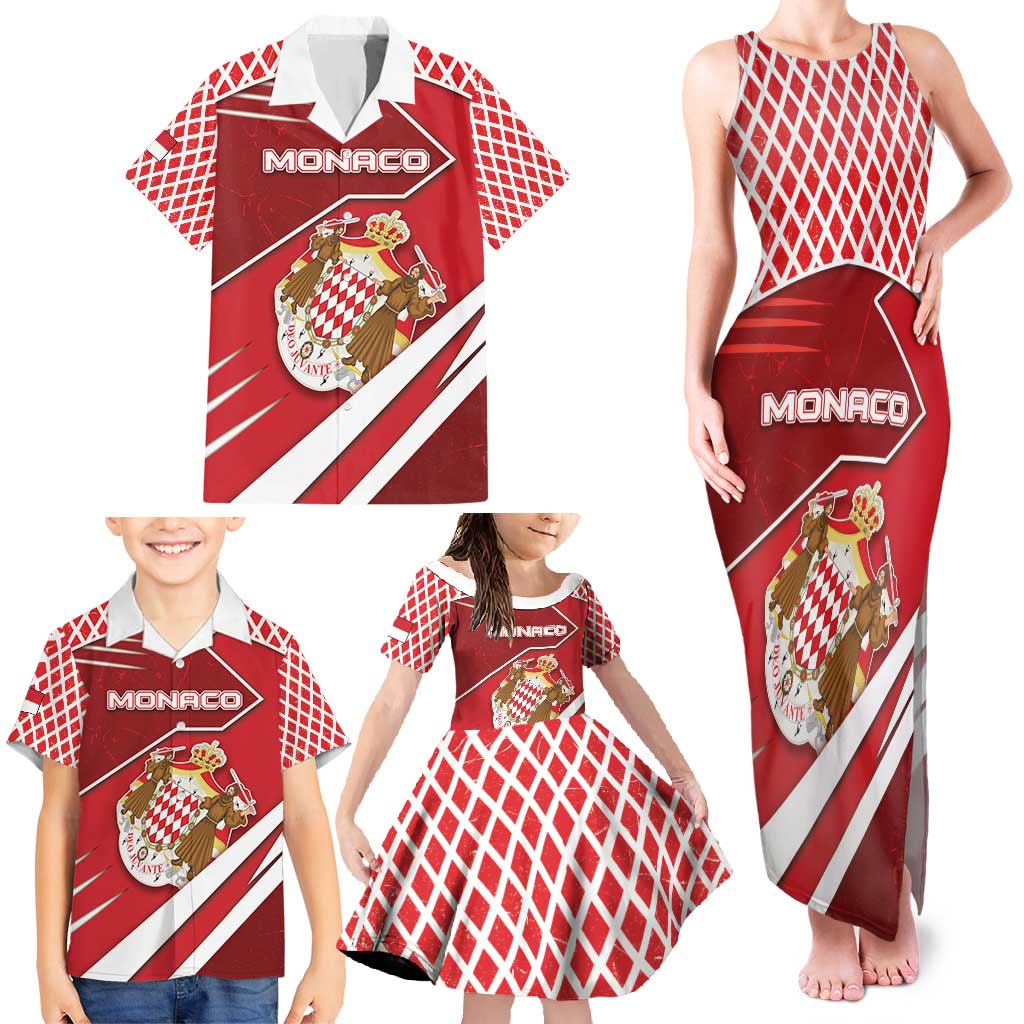 Personalized Monaco Family Matching Tank Maxi Dress and Hawaiian Shirt Coat Of Arms Unique Style - Wonder Print Shop