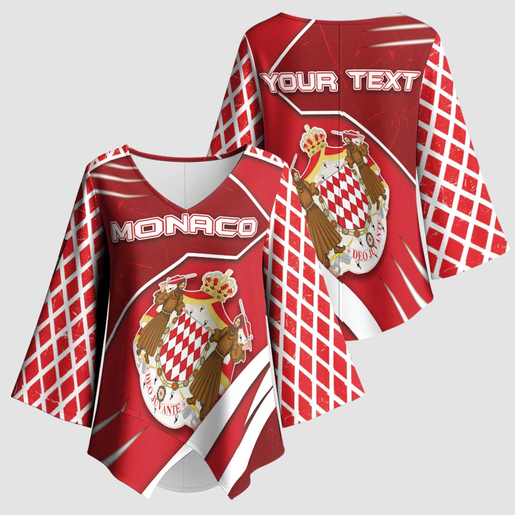 Personalized Monaco Kimono Sleeve Blouse Coat Of Arms Unique Style - Wonder Print Shop