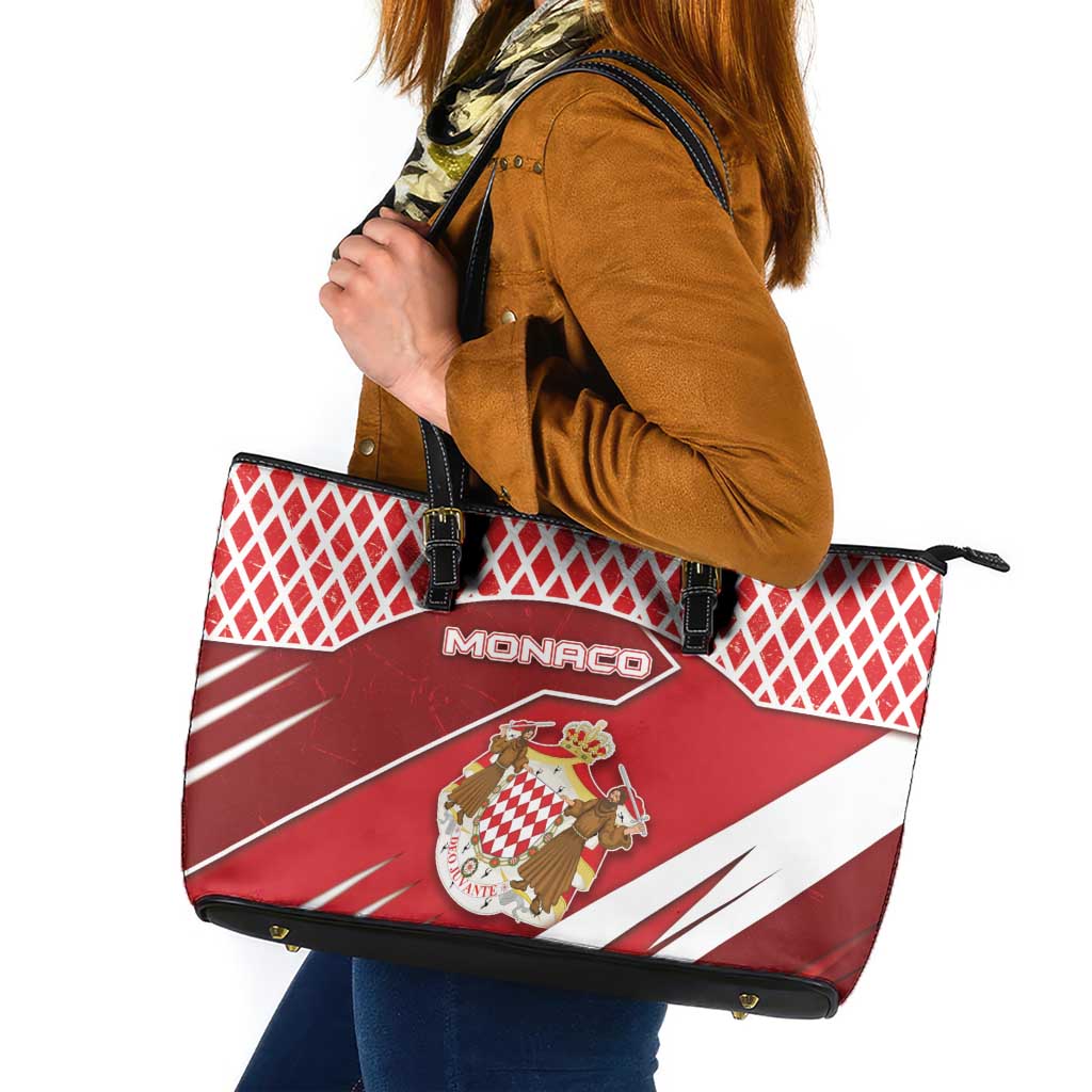 Monaco Leather Tote Bag Coat Of Arms Unique Style - Wonder Print Shop
