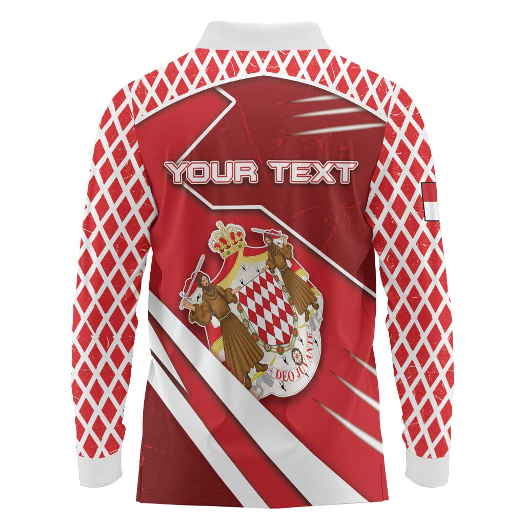 Personalized Monaco Long Sleeve Polo Shirt Coat Of Arms Unique Style - Wonder Print Shop