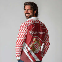 Personalized Monaco Long Sleeve Polo Shirt Coat Of Arms Unique Style - Wonder Print Shop